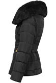 Belted Puffer Jacket With Fur Collar Trim