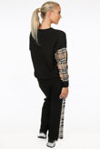 Black Tartan Print Trim Round Neck Jumper & Trouser Set