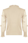 Beige Mesh Sleeves Ribbed Jumper