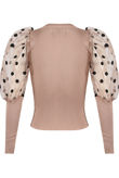 Taupe Polka Dot Mesh Sleeve Jumper