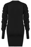 Black Pleated Sleeve Round Neck Shift Dress