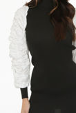 Black Button Trim High Neck Ribbed Jumper Dress
