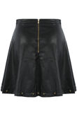 Star Studs Trim PU Flare Skirt
