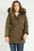 Khaki Faux Fur Trim Parka