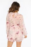 Pink Long Sleeve Chiffon Floral Playsuit
