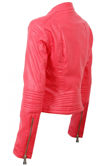 Candy Pink Paded Shoulder PVC Biker Jacket 