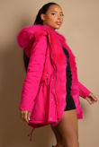 Fuchsia Fur Lined Parka Coat 