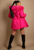 Fuchsia Fur Lined Parka Coat 