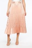Pink Satin Chevron Pleated Maxi Skirt