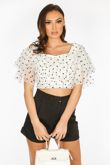 Polka Dot Tulle Crop Top