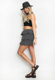 Black Polka Dot Chiffon Frill Hem Mini Skirt