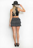 Black Polka Dot Chiffon Frill Hem Mini Skirt