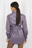 Lilac Faux Leather Pocket Detail Shirt Dress
