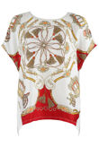 Overall Scarf Print Oversize Top in White