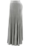 Grey Ribbed Pleated Maxi Skirt 