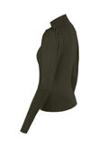 Khaki Puffed Sleeves Ribbed Mock Neck Jumper
