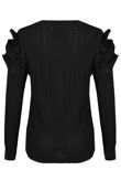 Black Wavy Textured Tier Sleeve Jumper