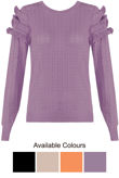 Black Wavy Textured Tier Sleeve Jumper