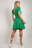 Green Fine Knit Skater Dress With Button Detail