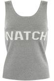 Grey Ribbed WATCH Slogan Tank Top