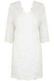 White Scallop Textured Shift Dress 