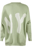 Green Heart & NY Slogan Print Knitted Jumper