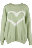 Green Heart & NY Slogan Print Knitted Jumper