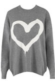 Grey Heart & NY Slogan Print Knitted Jumper