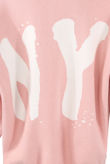 Pink Heart & NY Slogan Print Knitted Jumper