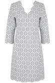White Scallop Embossed Print Shift Dress