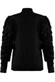 Black Ruched Sleeves Mock Neck Jumper
