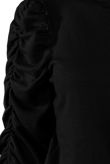 Black Ruched Sleeves Mock Neck Jumper