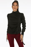 Straps Trim Mock Neck Jumper in Black