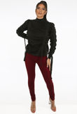 Straps Trim Mock Neck Jumper in Black