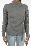 Straps Trim Mock Neck Jumper in Grey