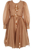 Taupe Balloon Sleeve Skater Dress With Sequin Detail