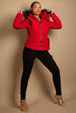 Red Faur Fur Hood Puffer Jacket