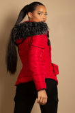 Red Faur Fur Hood Puffer Jacket