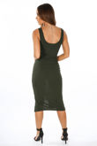 Ribbed Jersey Midi Dress With Button Detail In Teal