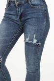 Denim Double Ripped Mid Wash Jeans