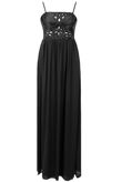 Black Sequin Detail Pleated Maxi Dress