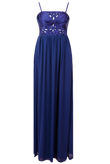 Navy Sequin Detail Pleated Maxi Dress