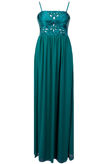 Teal Sequin Detail Pleated Maxi Dress