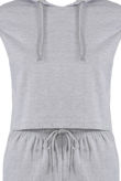 Grey 2Pc Sleeveless Pull String Hoodie & Tie Waist Trouser Set