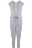 Grey 2Pc Sleeveless Pull String Hoodie & Tie Waist Trouser Set