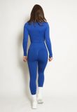 Royal Blue Ribbed Low Neck Top & Leggings Co-Ord 