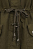 Khaki Fur Hooded Parka With Faux Sheep Skin Lining