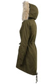 Khaki Fur Hooded Parka With Faux Sheep Skin Lining