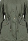 Khaki High Low Fur Hood Parka