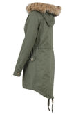 Khaki High Low Fur Hood Parka